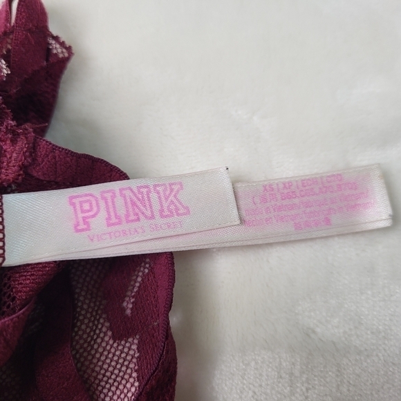 VICTORIA Secret Pink Lace Bralette. Size XS Xtra Small. Burgundy - Picture 3 of 5